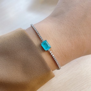 18k oro placcato 925 argento zaffiro braccialetto delle donne dei monili bracciale tennis - Product Image 4