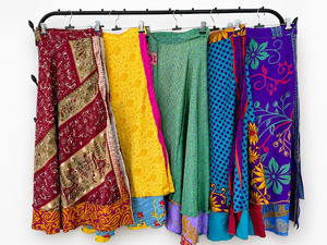 Jupe portefeuille décontractée en soie double couche pour femme, taille haute ajustable, élégante, légère, longueur genou, idéale pour la plage et les vacances d'été - Product Image 3