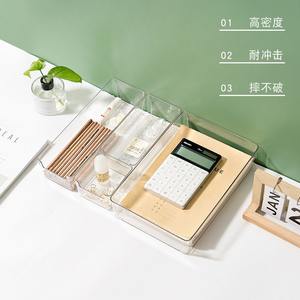 Boîte de rangement rectangulaire transparente pour bureau, avec design empilable et séparateurs en plastique transparent - Product Image 2