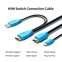 Câble de commutation KVM, câble vidéo haute définition, alimentation USB-A, prise en charge vidéo 4K, double connecteur vidéo pour moniteur PC, commutateur KVM