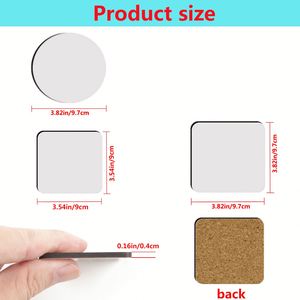Bases para Sublimación de Corcho y MDF, Personalizables, para Bebidas, Cuadradas y Redondas, en Blanco, para Coche - Product Image 3