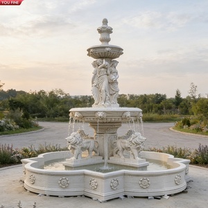 מזרקת שיש עתיקה גדולה מדורגת של YOUFINE עם אריות לפארק אחוזה, חללים חיצוניים יוקרתיים - Product Image 1