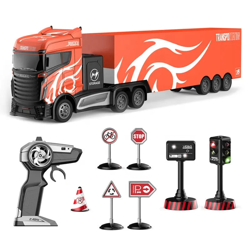 1:16 Radio Điều Khiển Xe Tải Container Trailer Đồ Chơi Xe Điện Điều Khiển Từ Xa Đồ Chơi Máy Kéo