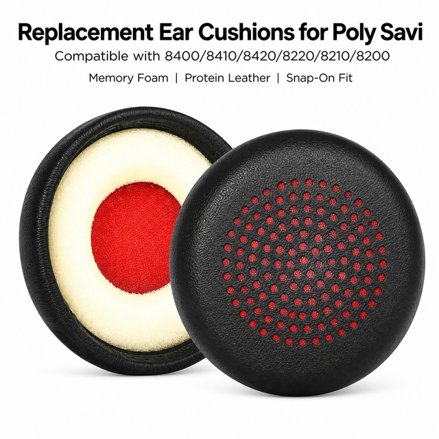 Replacement Ear Pads for Plantronics Poly Savi 8400 8410 8420 8220 8210 8200 Memory Foam Protein Leather Wholesale