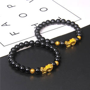 Venta caliente Natural Tiger Eye Stone Crystal Beaded Protection Pulseras Hombres Buena suerte Feng Shui Mantra Gold Pixiu Charm Bracelet - Product Image 4