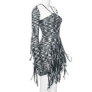 Abito casual da donna lavorato a <span class=keywords><strong>maglia</strong></span> nero e maniche lunghe maglione lavorato a <span class=keywords><strong>maglia</strong></span> con colletto <span class=keywords><strong>elegante</strong></span> abbigliamento da donna - Product Image 2