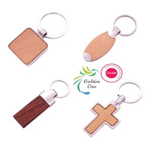 Venta caliente Llaveros de metal Adorno Círculo de madera en blanco Forma de corazón redondeado Grabado de madera Logo Llaveros - Product Image 1