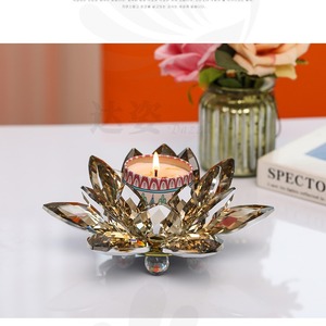 Darzilla Crystal Candle Holder Lotus Shape Heat Resistant Glass Home Decoration For Bedroom Living Room Ornament - Product Image 2