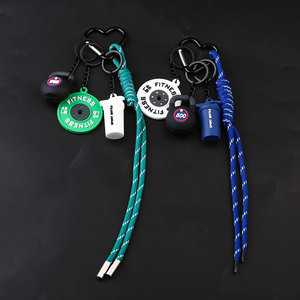 DIY Sport <b>Handbag</b> Pendant Gym Keychain Dumbbell Plate with Braided Rope Rubber Charm Backpack Accessory - Product Image 5