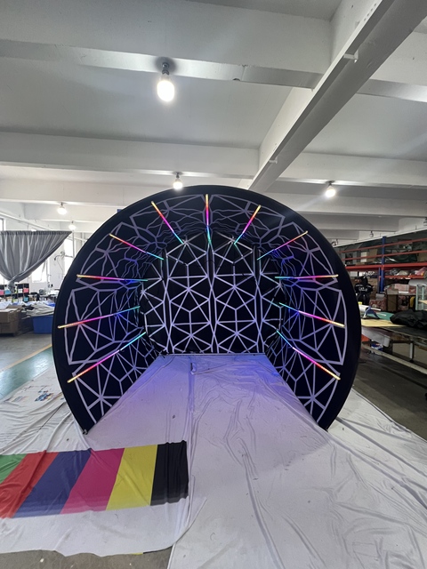 360 Photo Booth Enclosure, Customized Rotating Video Selfie Backdrop Wall, Portable Backdrop Stand for Wedding & Party Rental