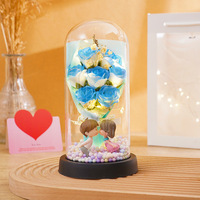 Saint Valentin Meilleur Ami Graduation Cadeau Pratique Couverture En Verre Veilleuse avec Bouquet Savon Fleur pour Petite Amie De Noël