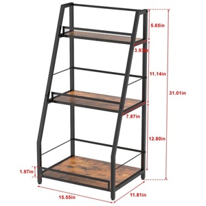 Three-tier trapezoidal home <b>bar</b> rack, tiered <b>freestanding</b> wine rack, multi-functional corner wine bottle display rack - Product Image 3