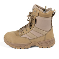 Bottes de sécurité tactiques imperméables en cuir de vache véritable pour hommes avec fermeture éclair, doublure en maille confortable pour l'été et l'hiver