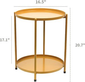 Table d'appoint en métal robuste, résistante aux intempéries et aux UV, multi-usages, montage facile pour patio, balcon, salon, style traditionnel - Product Image 3