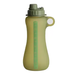 可定制军绿色硅胶军用健身水瓶轻质可折叠，具有防漏功能成人保暖需求