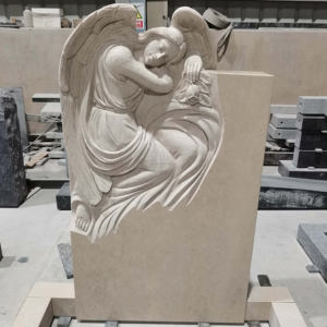 Sw थोक कस्टम हाथ से नक्काशीदार आधुनिक सफेद संगमरमर कला प्राकृतिक पत्थर का हेडस्टोन जीवन आकार सफेद संगमरमर महिला परी टोम्बस्टोन - Product Image 4