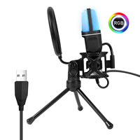 Microphone de jeu filaire omnidirectionnel à condensateur USB SF666R avec éclairage RGB, réponse en fréquence 50Hz-15kHz, conception de bureau en plastique