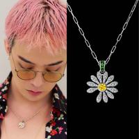 Collier pendentif marguerite gothique pour homme en acier inoxydable, collier fleur glacé, bijoux streetwear hip-hop, vente en gros