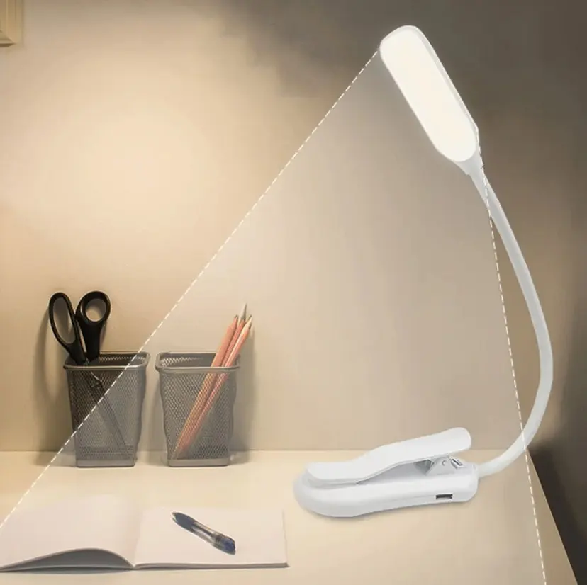 Adjustable LED Book Light With Goosenecks Clip 5 LEDs Flexible Night Reading Desk Lamp Notebook Cool White