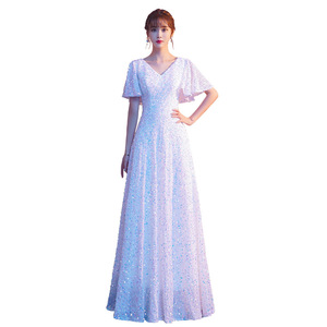 Evening Gown V Neck Glitter Long Dress Performance Party Wear Women's Formal Dress - Product Image 5
