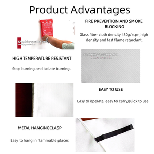 Couverture anti-feu ignifuge de 1,2 mètre avec résistance à la chaleur, <span class=keywords><strong>tissu</strong></span> 100% fibre de verre pour la prévention des incendies à la maison et au bureau - Product Image 4