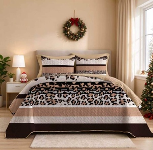 BORYARD Couvre Lit Schönes 3-teiliges Bettüberwurf-Set mit Leopardenmuster aus Mikrofaser, <span class=keywords><strong>Queen</strong></span>- und King-<span class=keywords><strong>Size</strong></span> für Zuhause und Hotel - Product Image 4