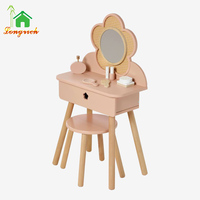 Ensemble de coiffeuse moderne pour filles, avec chaise, miroir et tiroir - pour la chambre à coucher, table de maquillage idéale pour s'entraîner à appliquer le maquillage