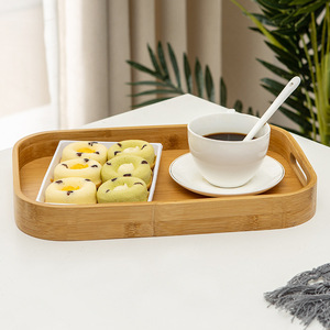 Bandeja larga integrada de bambú y madera minimalista personalizada para almacenamiento en el hogar, bandeja para frutas, bandeja para té de hotel y bandeja para vasos de agua. - Product Image 1