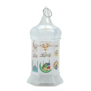 प्लास्टिक एलईडी प्रकाश रमजान ईद दीपक पोर्टेबल मोमबत्ती धारक फांसी दीपक हवा लालटेन घर के लिए बल्ब आवास प्लास्टिक प्रकाश का नेतृत्व किया