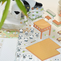 4 feuilles par paquet d'autocollants miniatures pour aménagement paysager Time Little House Series Stacked 3D Cabin Children's Fun Stickers