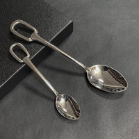 Ensemble de couverts en acier inoxydable 304, couteau, fourchette, cuillère en forme d'anneau, argenterie dorée, vaisselle pour hôtel, restaurant