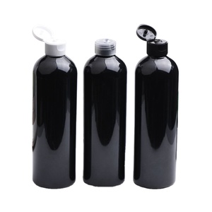 Échantillon GRATUIT NOUVEAU Flacons en plastique noir vides de 300 ml, 400 ml, 500 ml avec bouchon à clapet, contenants d'emballage cosmétique avec couvercles pour shampoing - Product Image 2