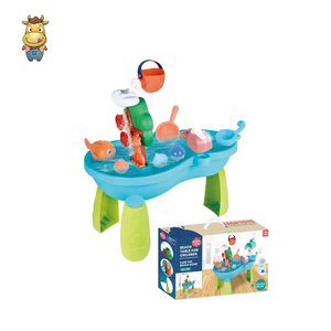 Table de jeu aquatique pour enfants avec cascade, seau, pelle, moules à poissons, en PP et ABS, table d'activités sable et eau, jouets de plage pour tout-petits - Product Image 5
