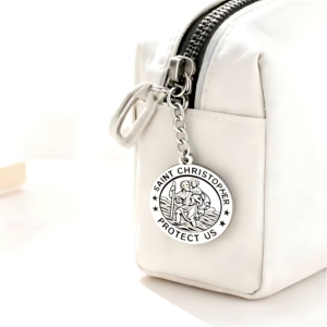 Llavero con Medalla de Protección de Santa Juana de Arco, Grabado Vintage en Acero Inoxidable, Colgante Católico, Adorno Decorativo, Regalo de Fe - Product Image 3