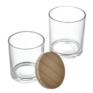 Tarro de vela de vidrio marrón de 18OZ Fondo transparente Capacidad de 8oz Tapa de bambú Portavelas plano resistente al calor Cuenco de madera con logotipo personalizable - Product Image 2