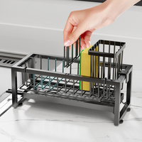 Petit support de rangement noir pour comptoir de cuisine, égouttoir pour éponges et porte-savon pour évier de cuisine
