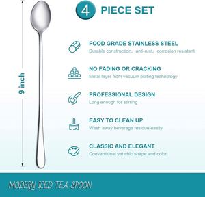 Cucharas de Acero Inoxidable para Batir Cócteles, Té Helado, Café y Helado, de 7.9 Pulgadas de Largo, Aptas para Alimentos - Product Image 2