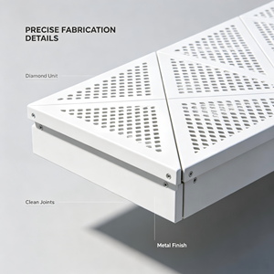 Panneau de façade en aluminium perforé sur mesure, revêtement extérieur architectural, écran pare-soleil pour auvent d'entrée de bâtiment - Product Image 2