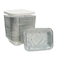 Barquettes jetables en aluminium de 1900 ml, rectangulaires, argentées, robustes, pour plats à emporter, barbecue, cuisson, rôtissage de poulet, vente en gros