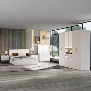 <span class=keywords><strong>Suite</strong></span> de chambre à coucher moderne en bois de luxe avec lit <span class=keywords><strong>King</strong></span>/Queen size, espace de rangement, pour appartement et hôtel, mobilier de chambre personnalisable - Product Image 1