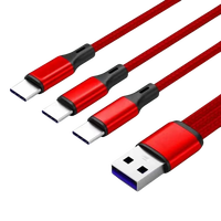 Nylon tressé 3 en 1 type-c micro individuel long câble de 1.2 mètres câble USB de charge rapide pour téléphone portable