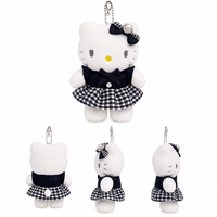 En stock : Porte-clés en peluche Hello Kitty doux et adorable, jouets en peluche de dessin animé, animaux en peluche de 4 pouces, jouets moelleux pour machine à griffes pour enfants