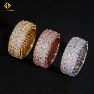 Hot Sale 3Rows Full Pave <b>Men</b> Moissanite <b>Ring</b> Pass Diamond Tester Hip Hop <b>Ring</b> Iced Out Moissnaite <b>Ring</b> - Product Image 1
