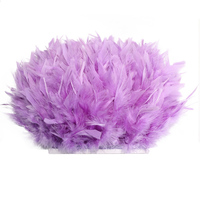 Frange en plumes de dinde bleues teintées pour la confection de coiffes, costumes de spectacle, ruban de couture DIY, artisanat et vêtements