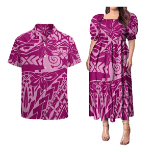Vendite calde su misura coppia abbigliamento due pezzi 2 pezzi <span class=keywords><strong>colletto</strong></span> quadrato a sbuffo manica corta abito gonfio abbinamento camicie da uomo - Product Image 3