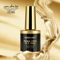 SAGALAGA Super Shine HEMA Free Top Coat Sans TPO Gel haute brillance longue durée résistant aux rayures sans lingette Top Coat Marque privée