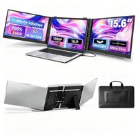 Ekstensi Layar Laptop Satu Kabel, Monitor Portabel 15.6" 1080P FHD IPS Ultra Tipis dengan Layar Portabel Tripel untuk Win/Mac