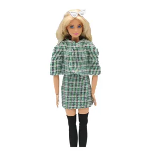 Одежда для кукол 30 см, Божья и зеленая разноцветная клетчатая жилетка, топ, куртка, юбка, изящный простой костюм, наряды для женской куклы 30 см