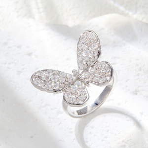 Butterfly Shape <b>Adjustable</b> <b>Ring</b> Pave Setting Zirconium Inlay Jewelry Gift - Product Image 4