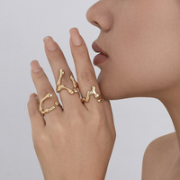 Ensemble de 3 bagues ouvertes en métal pour femmes, empilables et tendance, accessoires de main pour femmes, bijoux de mode.